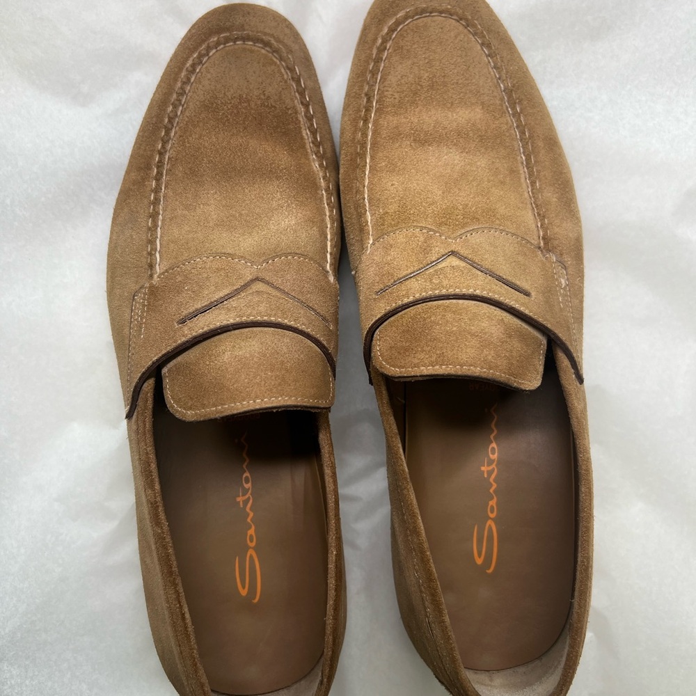 Santoni Tan Loafers Sleek Slip-On Design